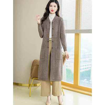 春装外套女2025新款春秋风衣女针织衫披肩外搭长款毛衣开衫女过膝