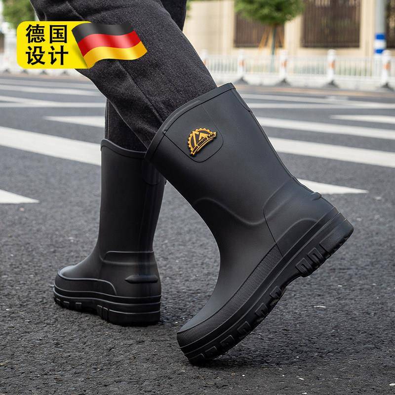 德国雨鞋男款防滑耐磨男士防水时尚中筒水鞋2026新款胶鞋夏季雨靴