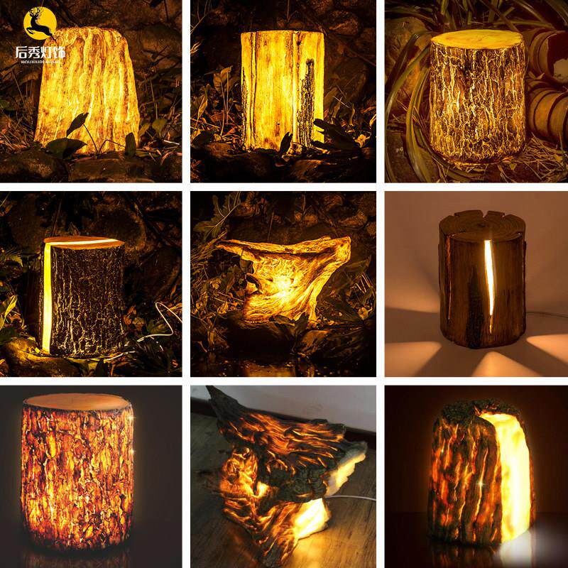 户外LED发光树桩灯彷真木桩灯太阳能园林庭院景观灯公园草坪灯