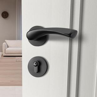黑色门锁室内卧室房门锁家用通用型磁吸房间分体静音木门把手锁具