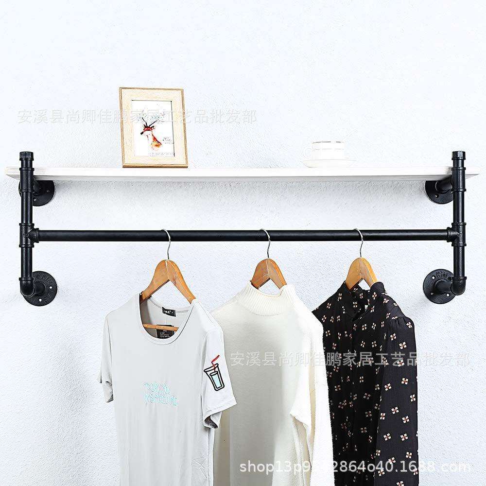 工业管衣架挂在墙上的木架,管架浮动架,零售服装架展示架衣架