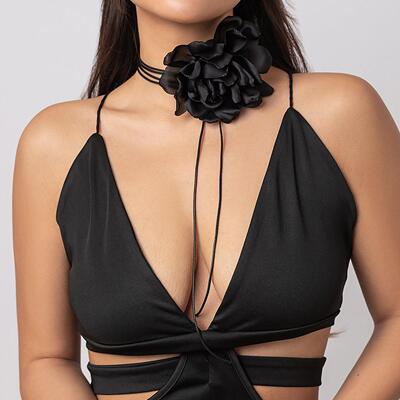 pull-up fabric floral collar and personalized necklace项链