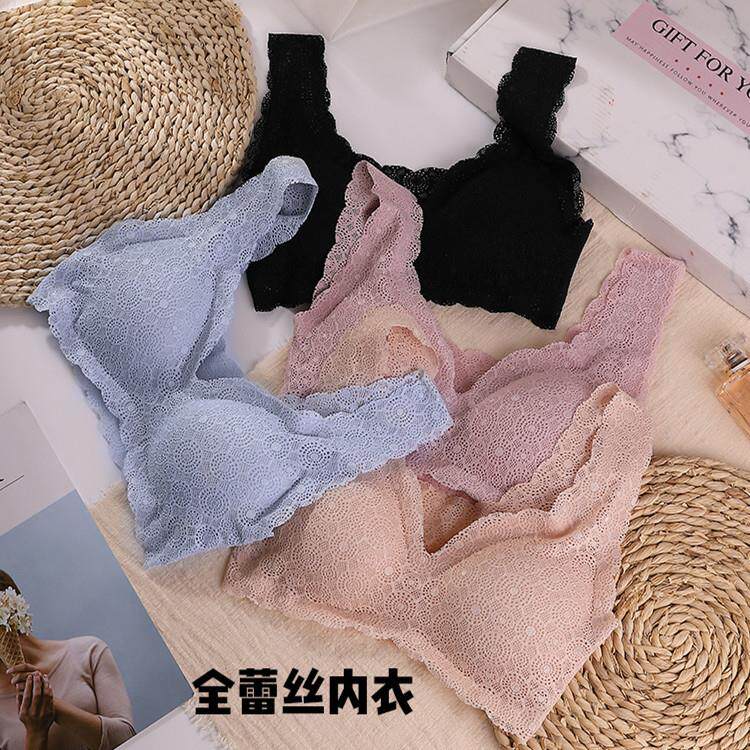 爆 全蕾丝文胸黛芬安日本睡眠内衣无痕美背性感舒适聚拢