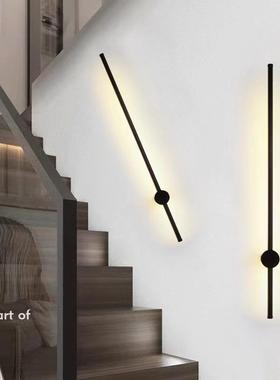 客厅走廊楼梯间过直播室内间壁53557灯金黑色长条线条墙极面简道