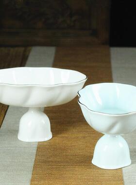 日式原流经小花器皿金边公主盆高脚椭圆花盆日典式花道插花HEP器