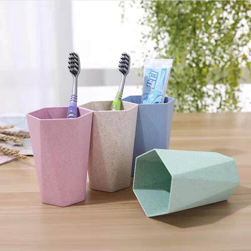 Thickened Wheat Straw Rhombus Shaped Cup, Toothbrush Cup, Mo