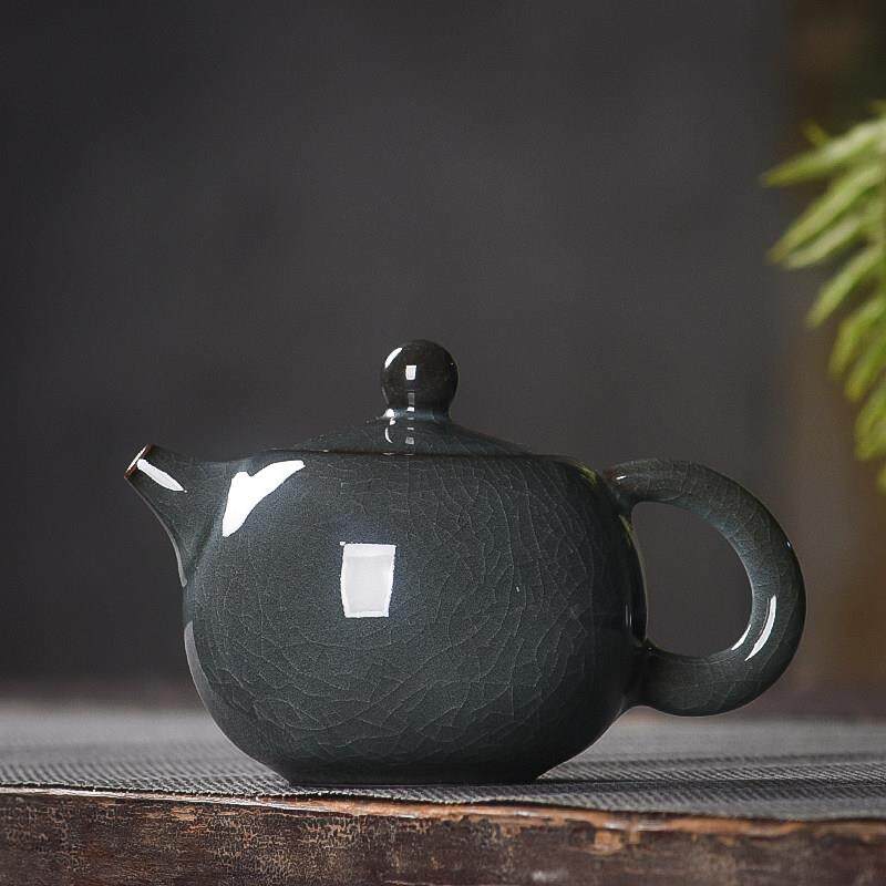 梓萱青瓷泡茶壶家用陶瓷单壶手工哥窑铁胎冰裂功夫茶具过滤西施壶