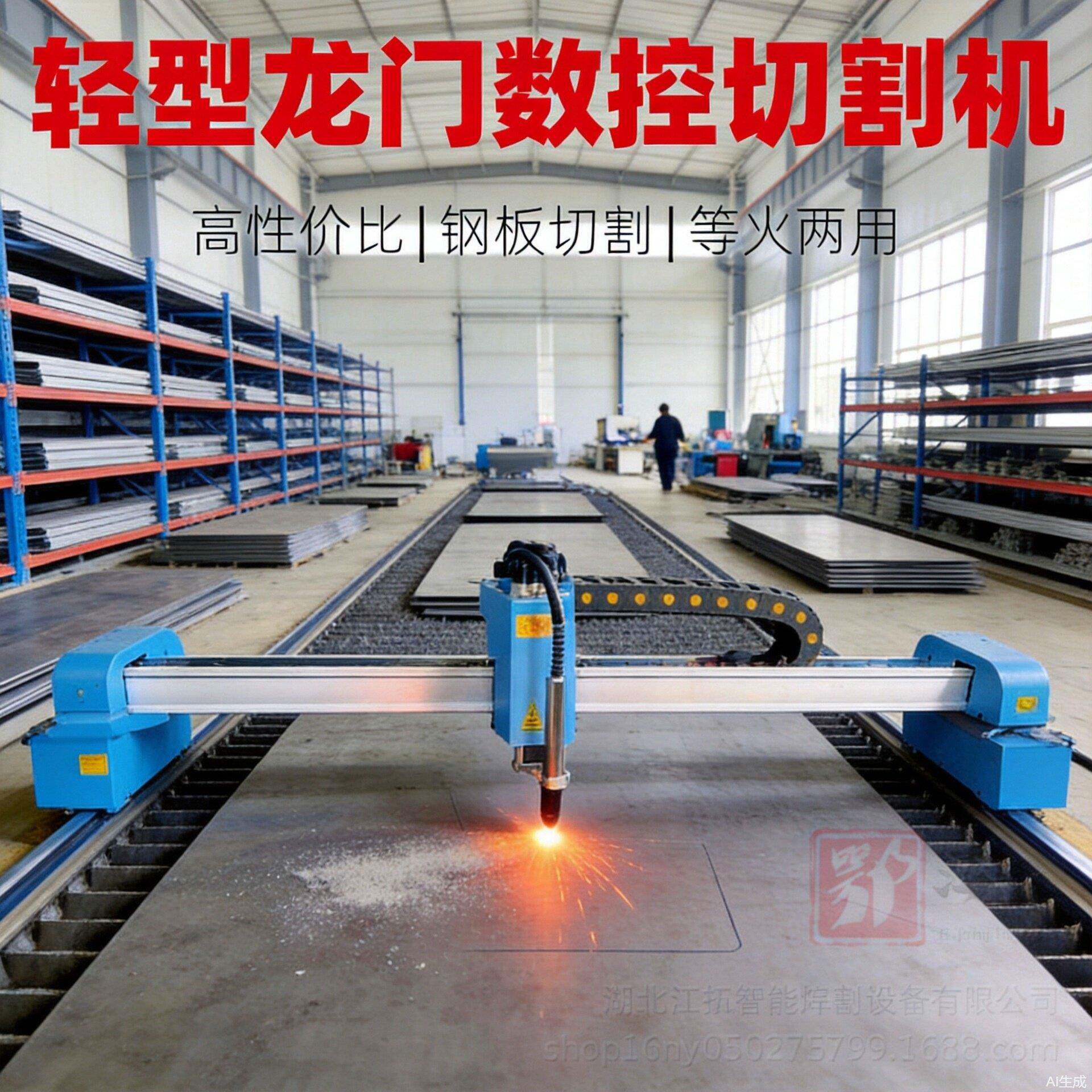 轻型龙门数控等离子火焰切割机双边驱动铝合金底盘小型数控切割机