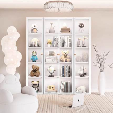 书铁艺书柜家用玻璃HCF352门储柜儿童物收纳柜落地铁皮展示柜厅置