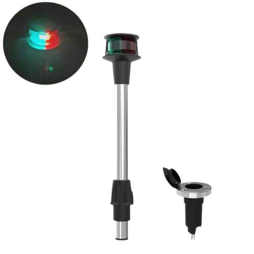 厂销游艇LED航行信号灯船头红绿一体灯插入式底座12″12VDC