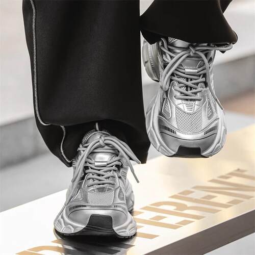 韩国Uamtor银色老爹鞋男女同款春季2026新款潮牌厚底运动休闲跑鞋