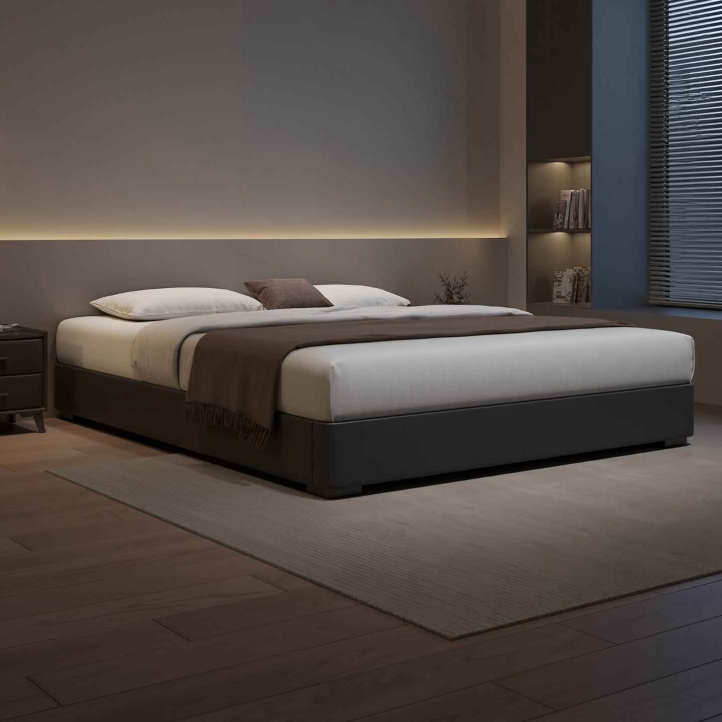 无床头床架阁楼床意式极简矮床主卧大床落地储物箱榻榻米双人婚床