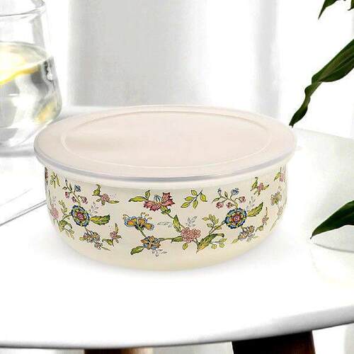5 Pcs Enamel Bowl Serving Bowls Large with Lid Mixing for