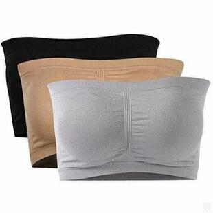 Size Removable Double Plus Bandeau Tube Bra Layers Strapless