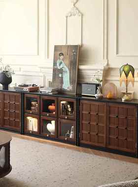 里安棋盘格柜/法式复古实木电视柜中古风大户型3米模块化组合斗柜