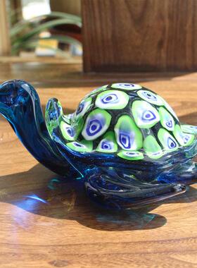 现代创意淄博琉璃海龟乌龟手工艺品海洋动物家居客厅装饰品小摆件