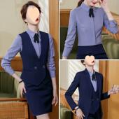 职业装 女气质珠宝师秋空姐制服酒店前台三件套工作服 马甲套装