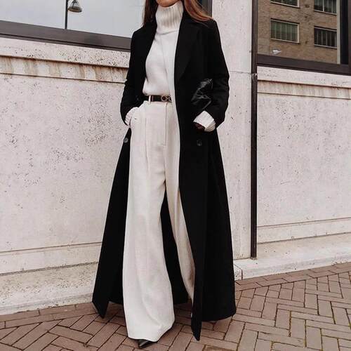 Women's long warm woolen coat, thick coat