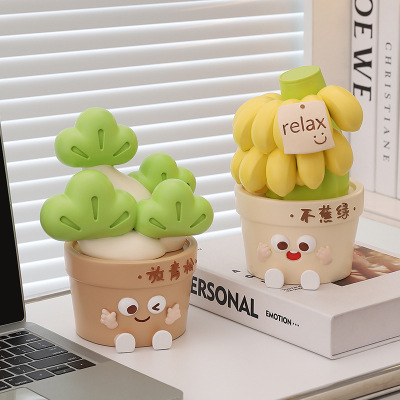 放轻松办公桌治愈系钱花装饰摆件