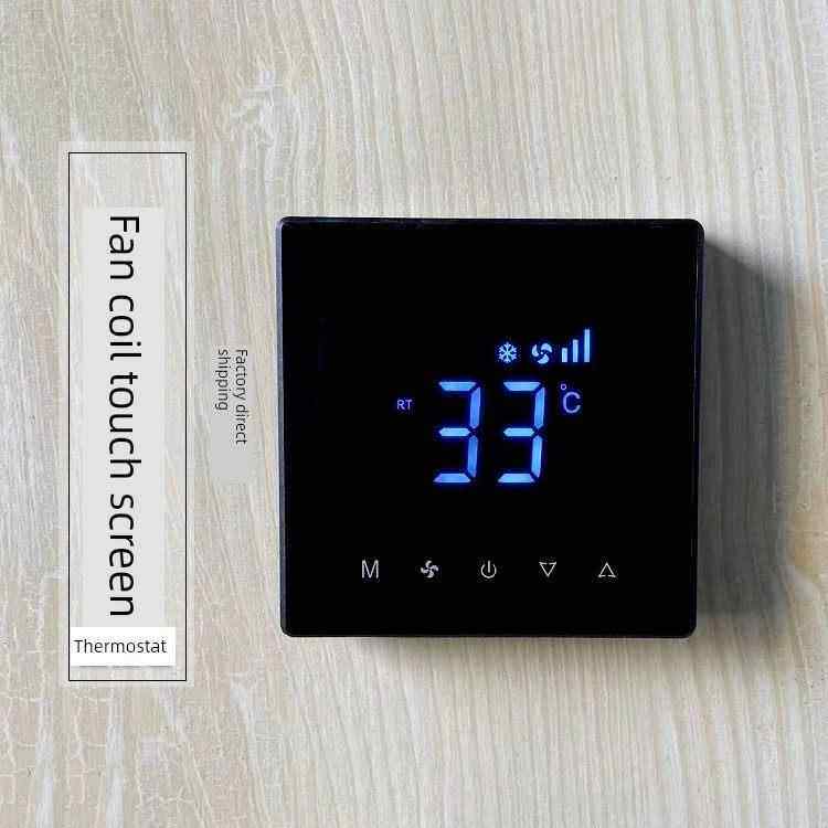 水系统中央空调通用 静雅黑色黑边触摸屏温控器控制面板 液晶开关