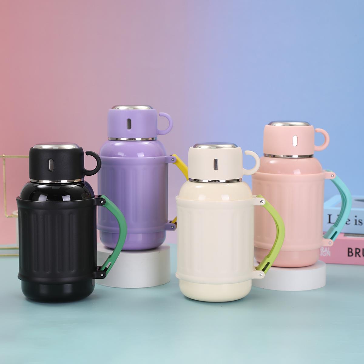 大容量316不锈钢保温杯一盖两用便携运动水杯户外随行背带大肚杯