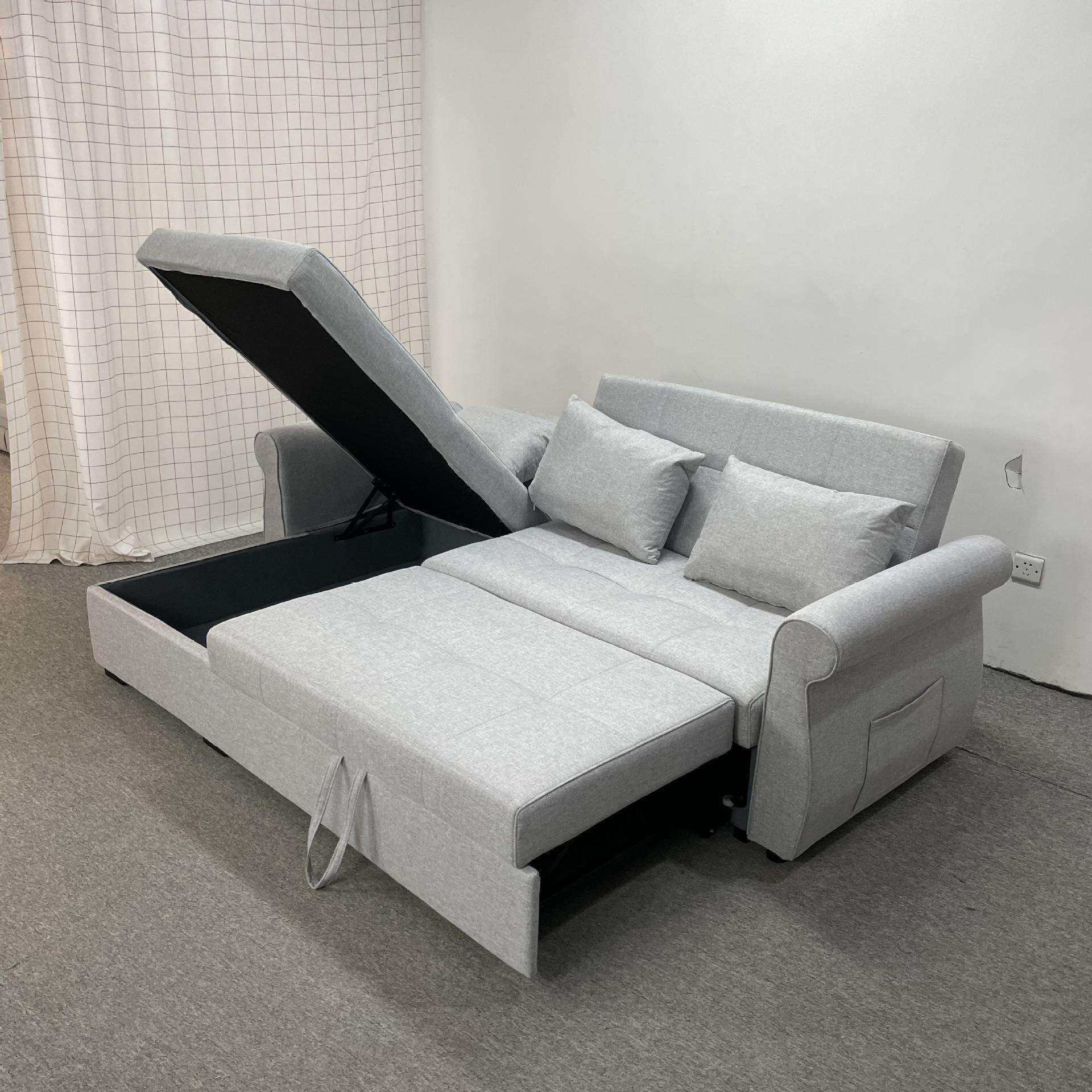 现代简约组合带贵妃沙发小户型客厅卧室节省空间可储物折叠沙发床