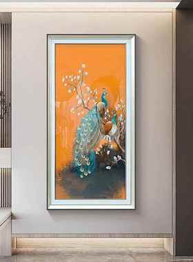 S3285L现代高货装饰画入户玄关客厅沙发背景墙挂画孔雀80160