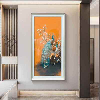 S3285L现代高货装饰画画入户玄关客厅沙发背景墙挂画画孔雀80160