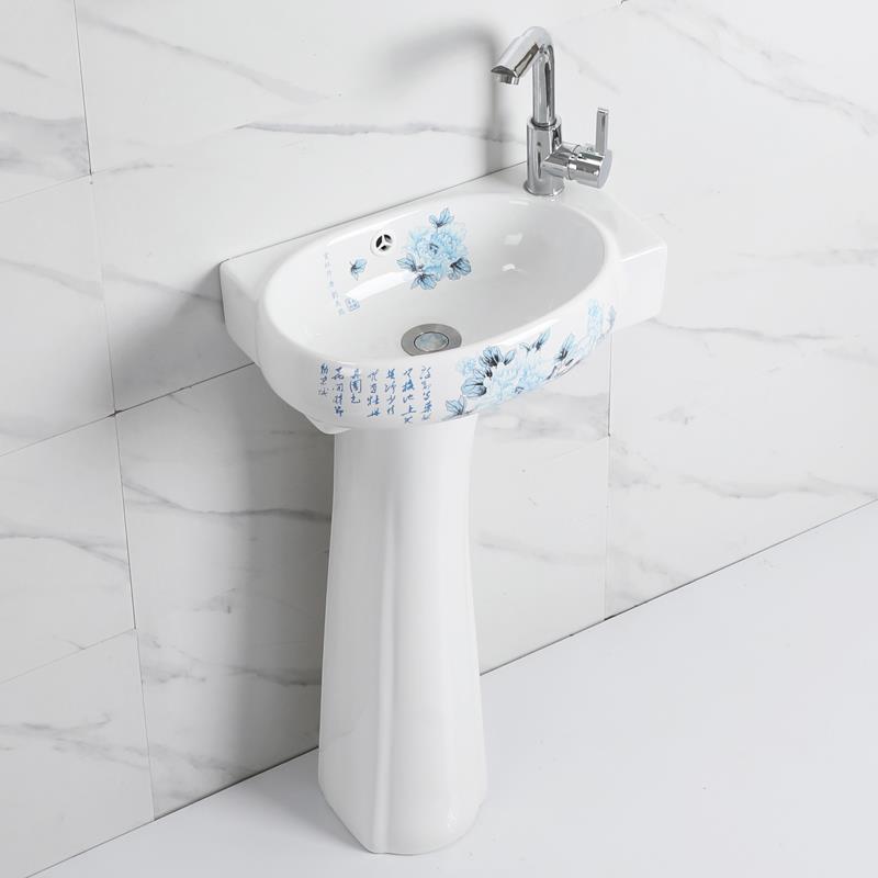 立柱盆陶瓷家用洗手盆小户型卫生间落地式洗脸盆一体阳台洗面池盆