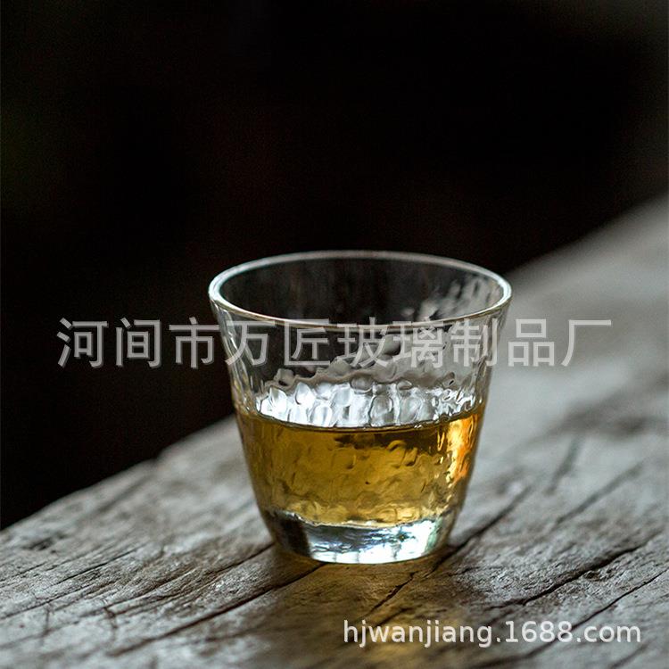 日式手工锤纹玻璃茶杯杯子茶具茶道配件玻璃品茗杯精品茶杯
