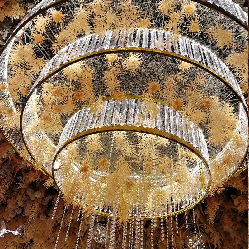 新款婚庆道具众星拱月路引摆件水晶三环屏风背景五环之歌婚礼铁艺