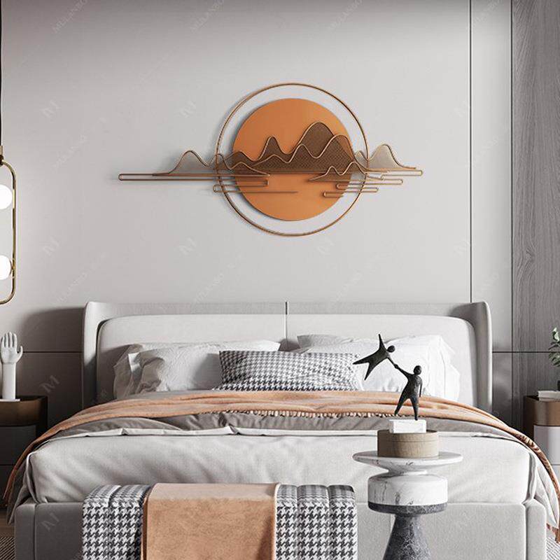 客厅沙发背景挂饰墙面壁挂件轻奢铁艺壁饰餐厅圆形山水装饰画玄关