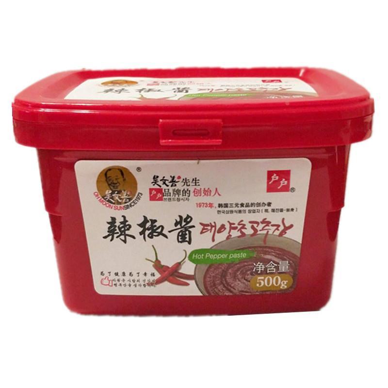 包邮吴文善户户辣椒酱500韩国石锅拌饭炒年糕辣酱韩式火锅甜辣酱