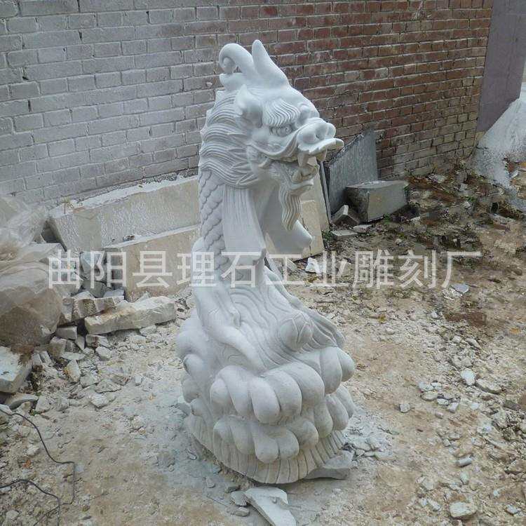 石雕龙头鱼 汉白玉鳌鱼 大理石鲤鱼跳龙门雕塑 神兽龙鱼喷水摆件