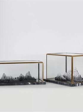 现代轻约奢玻璃罩酒店样板房售楼简BJ1181处防尘罩组摆合新中式装