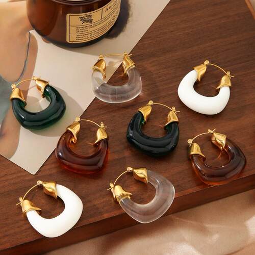 Round hollow earrings for women, gold-plated oil dripping
