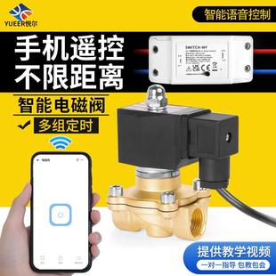 WIFI电磁阀水阀ac220V智能开关无线手机远程遥控智能自动水管浇水