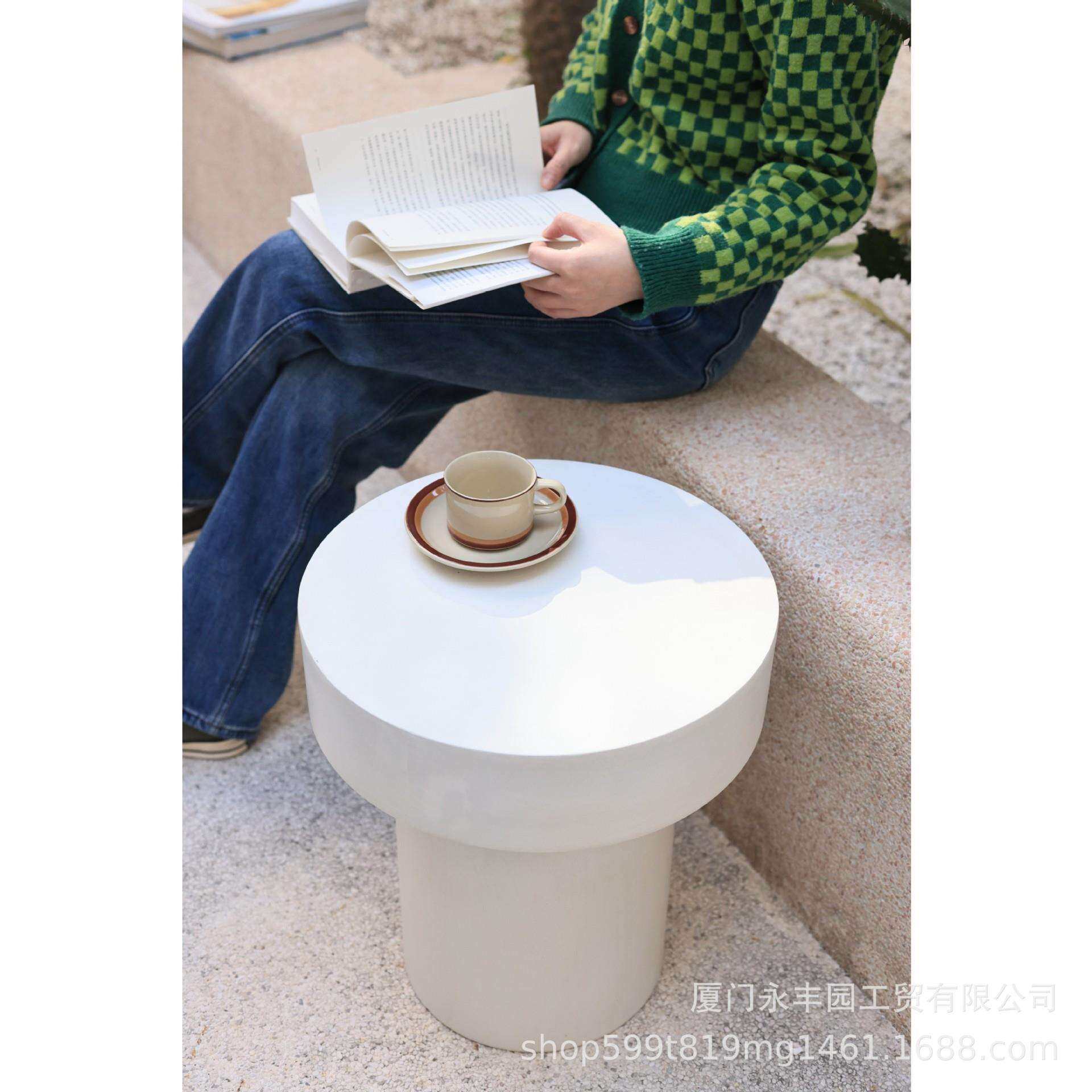 嘻PNW物户所沙发圆形边几小型民宿客白色小茶几设计艺术气众厅质