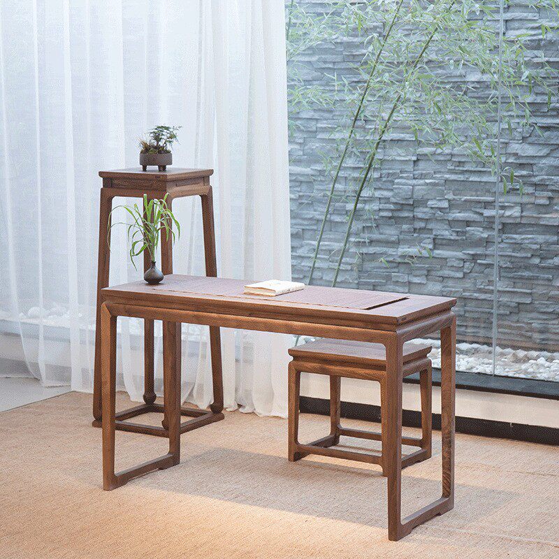 禅意新中式家具老榆木琴桌琴凳实木茶桌玄关桌香道古筝桌茶室桌椅