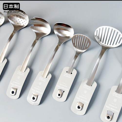 日本进口锅铲不锈钢漏铲斜铲汤勺搅拌铲叉口勺小煎铲子柳宗理漏勺
