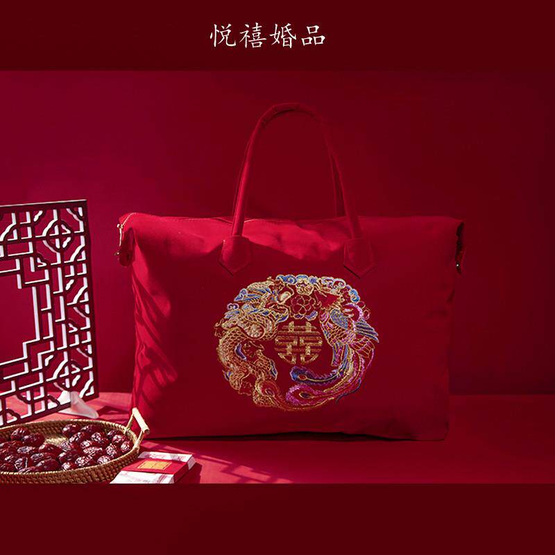 陪嫁用高档手提红色结婚喜被包装袋夏被春秋被冬被毯子枕芯收纳袋