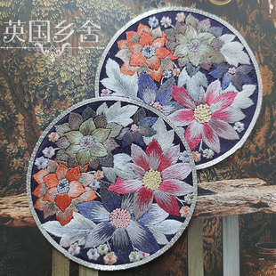 老绣片 真丝缎面 手工刺绣 手绣贴片 刺绣衣服贴花DIY辅料