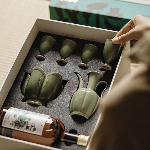 束刻宋煮执壶温酒酒壶仿温酒器烫酒壶日式青JJ梅黄酒酒器酒具套装