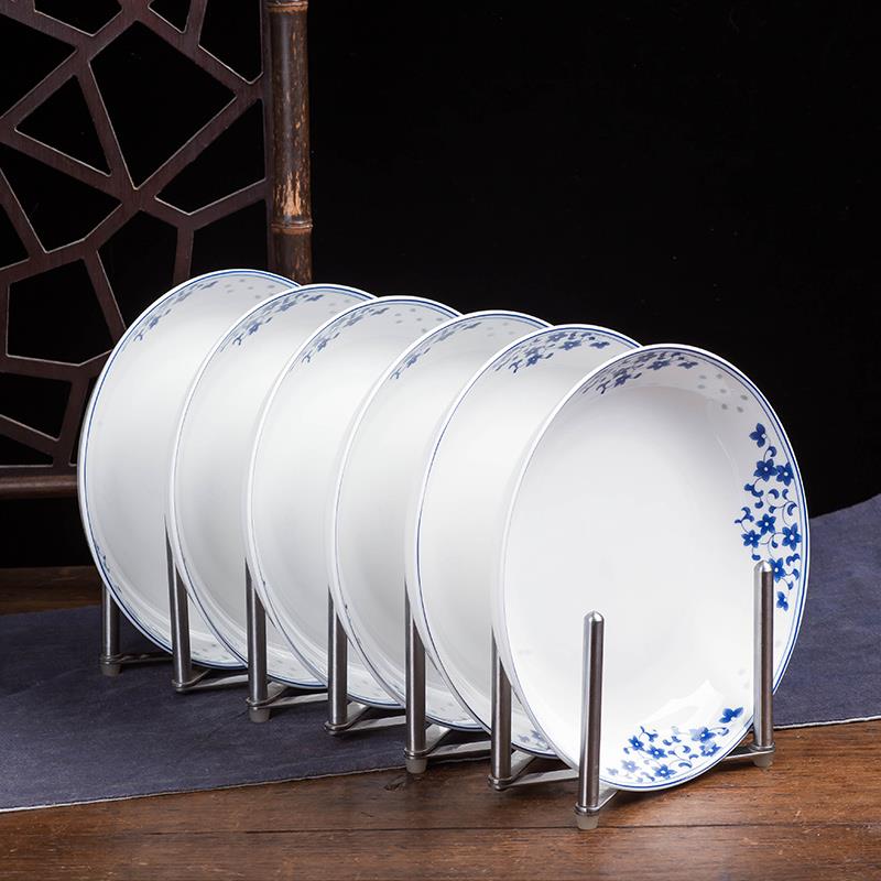 工艺系列骨瓷青花瓷釉中彩菜盘饭盘圆盘碟子盘子景德镇餐具青花盘