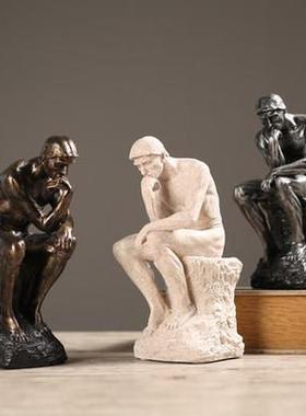 电视柜上的装饰品摆件高级感客厅北欧砂岩思考者创意家居书房客厅