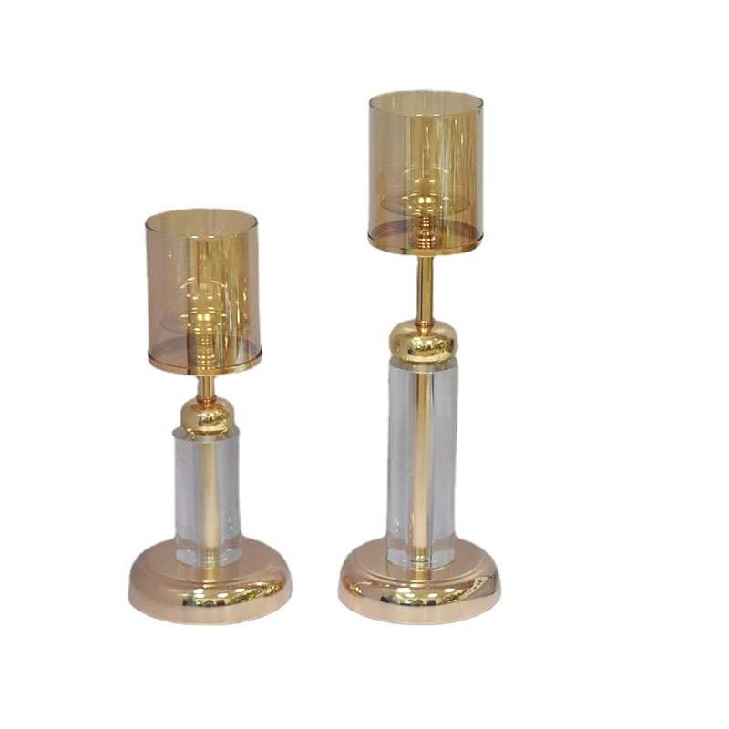 北欧轻奢烛台烛光晚餐烛台摆件ins风香薰蜡烛台 水晶玻璃烛台软装