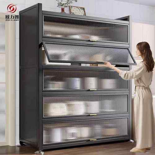 带置柜门厨置物架落房地多层多功能储橱柜烤箱微波炉收1纳物物碗