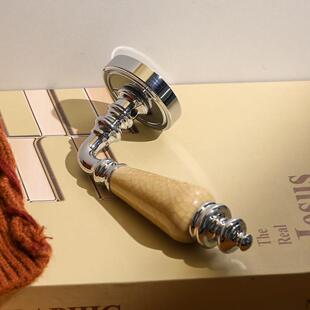 奶油风法内式 6059 锁古室门卧室磁吸静音复房门锁分体锁木门门F80