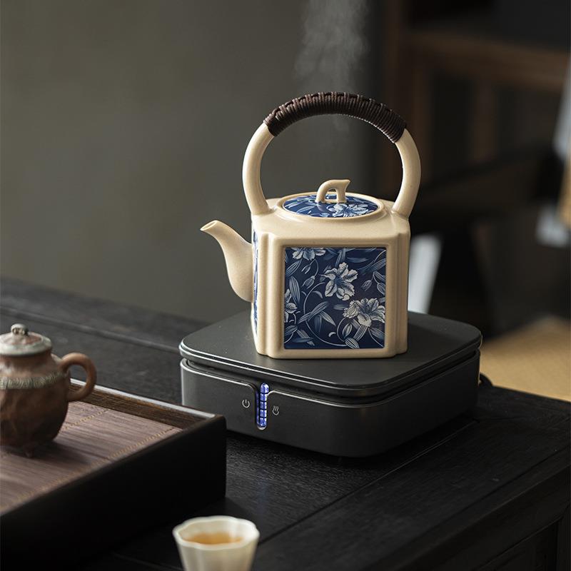 苏打釉煮茶壶陶瓷烧水壶提梁壶煮水壶电陶炉煮茶炉围炉煮茶