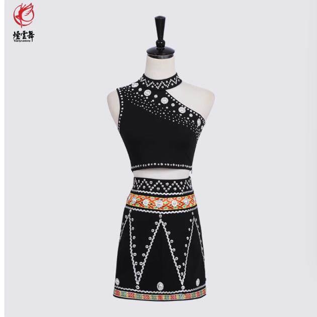 烟云舞佤族舞蹈服成人艺考独舞演出服少数民族舞台服量身定制